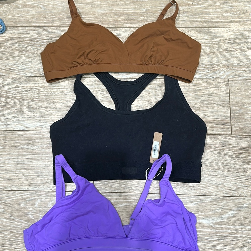 3 pairs of New Skims XL bralettes